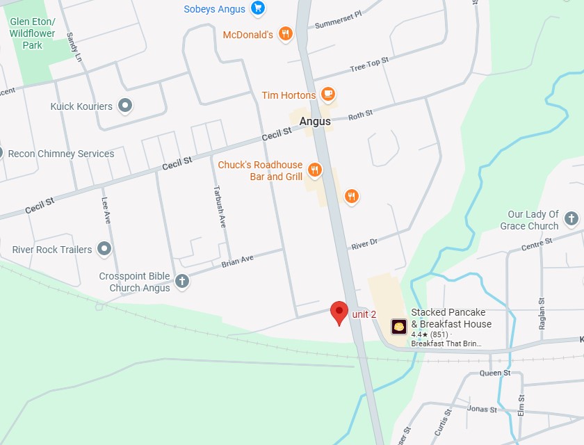 Google map of Angus, Ontario, Canada